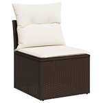 vidaXL Canapé de jardin sans accoudoirs coussins brun résine tressée