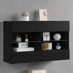 vidaXL Meuble TV mural Montage mural Chêne noir 98 5 x 30 x 60 5 cm