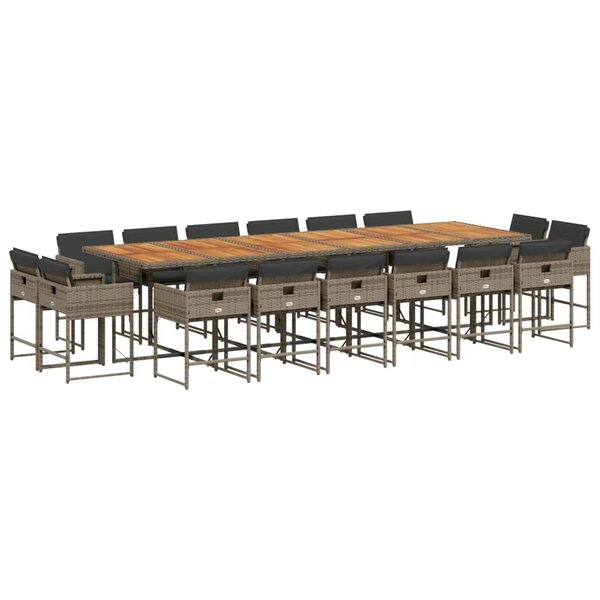 vidaXL Ensemble à manger de jardin 17 Pièces et coussins résine tressée