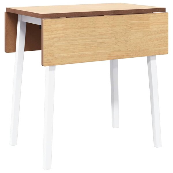 vidaXL Table à manger blanc bois massif et caoutchouc