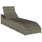 vidaXL Chaise longue pliante coussin et rangement gris résine tressée