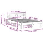 vidaXL Cadre de lit Marron 140 x 200 cm Bois de pin massif