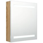 vidaXL Armoire de salle de bain à miroir à LED blanc et chêne