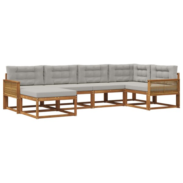 vidaXL Ensemble de canapés d'extérieur 6 Pièces Naturel et Gris clair