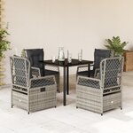 vidaXL Ensemble à manger de jardin 5 Pièces coussins gris résine tressée
