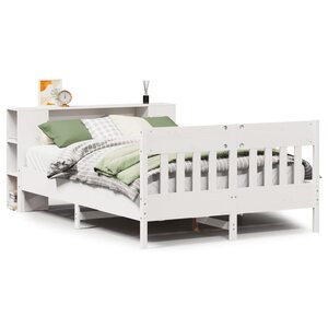 vidaXL Lit bibliothèque sans matelas blanc 140x190 cm bois pin massif