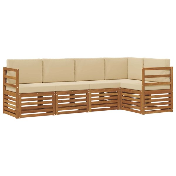 vidaXL Ensemble de canapés d'extérieur 5 pc Naturel et Beige Polyester