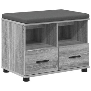 vidaXL Banc d'entrée avec coussin Gris Sonoma 60 x 38 x 46 cm