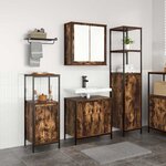 vidaXL Ensemble de mobilier de salle de bain 3 Pièces Chêne fumé et noir
