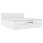 VidaXL Cadre de lit ottoman avec matelas blanc 200x200 cm similicuir