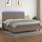 vidaXL Sommier à lattes de lit et matelas et LED Taupe 200x200cm Tissu