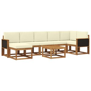 vidaXL Ensemble de canapés d'extérieur 8 Pièces Naturel et Crème
