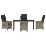 vidaXL Set de jardin 5 pièces avec coussins gris en rattan poly