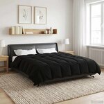 vidaXL Duvet d'hiver Matelassé Noir 200 x 220 cm Microfibre
