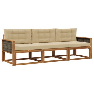 vidaXL Ensemble de canapés d'extérieur 3 pc Naturel et Beige