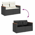 vidaXL Salon de jardin 6 Pièces avec coussins noir résine tressée
