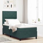 vidaXL Lit à ressorts avec matelas Vert foncé 90 x 190 cm tissu