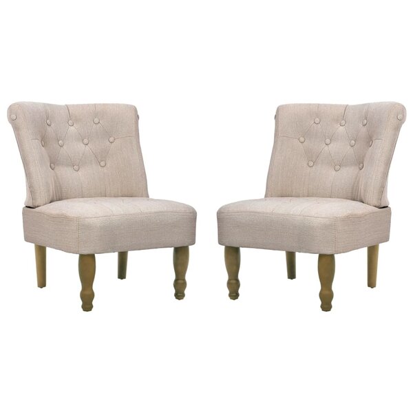 vidaXL Chaises en style français lot de 2 crème tissu