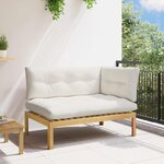 vidaXL Unité de canapé d'angle Acacia Clair et Blanc Crème
