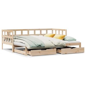 vidaXL Lit de jour avec gigogne et tiroirs sans matelas 90x200 cm