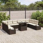 vidaXL Ensemble de canapé de jardin 11 Pièces Marron et crème