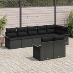 vidaXL Ensemble de canapé de jardin avec coussin 8 Pièces Noir polyrotin