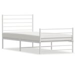 vidaXL Cadre de lit métal avec tête de lit/pied de lit blanc 90x200 cm