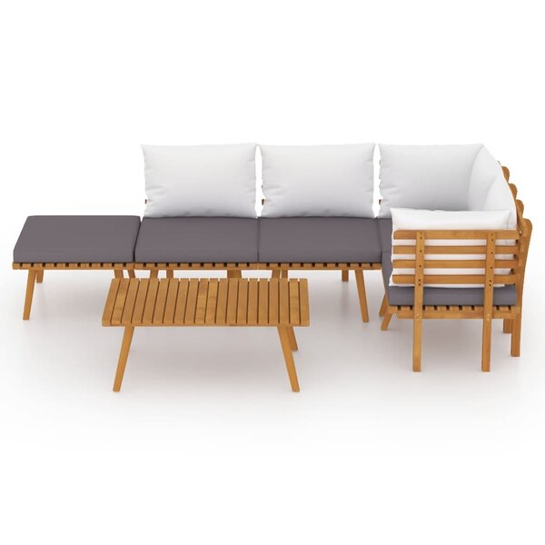 Salon de jardin meuble d'extérieur ensemble de mobilier 6 pièces avec coussins bois d'acacia solide 02_0016657
