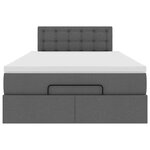 vidaXL Lit ottoman avec matelas et LED gris foncé 120x190 cm tissu