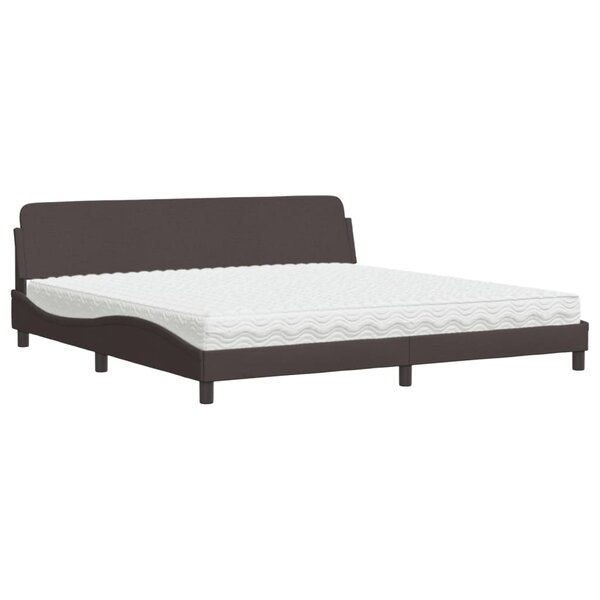 vidaXL Lit avec matelas Dover marron foncé 200x200 cm tissu