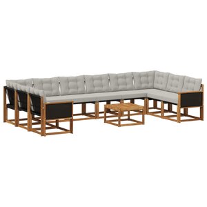 vidaXL Ensemble de canapés d'extérieur 11 pc Naturel et Gris clair