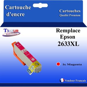 T3AZUR - Cartouche Compatible avec Epson XP620  XP625  XP700  XP710  XP720  XP800  XP810  XP820 remplace Epson T2633 Magenta