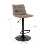 2 chaises de bar en microfibre marron clair avec pieds noirs