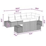 vidaXL Ensemble de canapé de jardin avec coussin 7 Pièces Noir Poly rotin