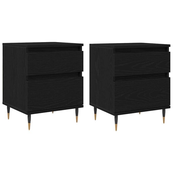 vidaXL Cabinet de chevet avec tiroir 2 Pièces Chêne noir 40 x 35 x 50 cm