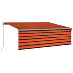 vidaXL Auvent manuel rétractable avec store LED 4x3 m Orange et marron