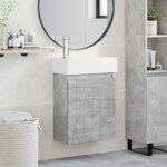 vidaXL Meuble de salle de bain avec robinet Gris béton