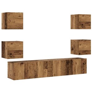 vidaXL Meubles TV muraux 6 Pièces vieux bois bois d'ingénierie