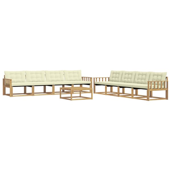 vidaXL Ensemble de canapés d'extérieur 9 Pièces Blanc et crème