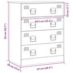 vidaXL Buffet vert olive 67x39x83 cm acier