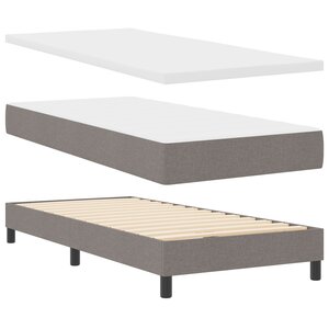 vidaXL Lit avec sommier à ressorts et matelas - Taupe  80x200 cm  Tissu