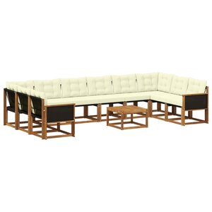 vidaXL Ensemble de canapés d'extérieur 11 pc Naturel et Crème