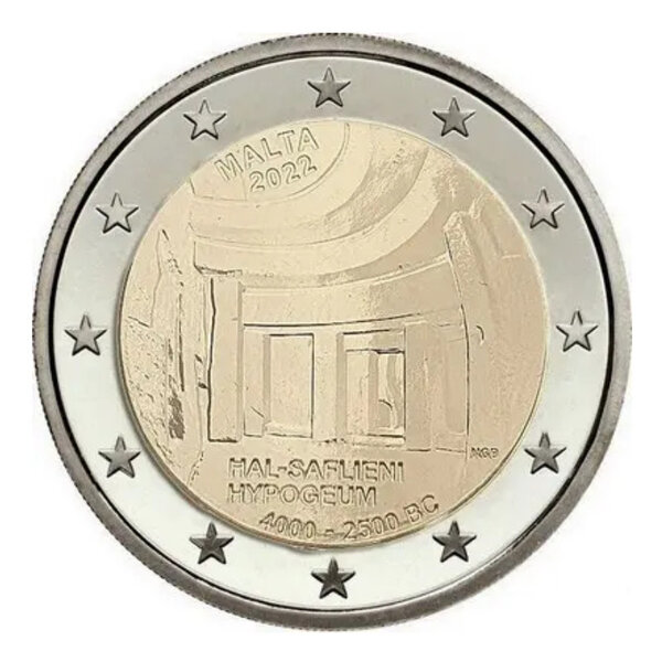 2 euros commémorative Malte 2022 UNC - Hypogée de Hal Saflieni.