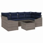 vidaXL Ensemble de Canapés avec coussin 7 Pièces Gris et marine polyrotin