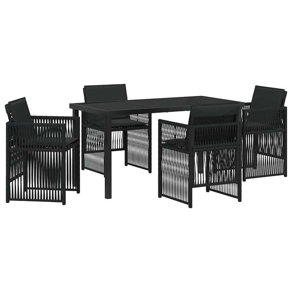 vidaXL Ensemble de salle à manger pour jardin 5 Pièces Noir