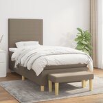 vidaXL Sommier à lattes de lit avec matelas Taupe 90x190 cm Tissu