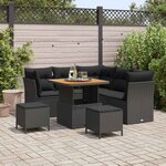 vidaXL Canapé de jardin 8 pièces en poly rotin noir et acacia