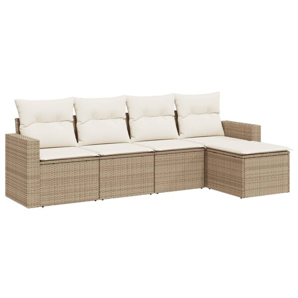 vidaXL Salon de jardin avec coussins 5 Pièces beige résine tressée