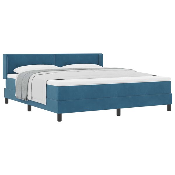 vidaXL Lit à ressorts avec tête de lit Bleu foncé 200 x 180 cm Velours
