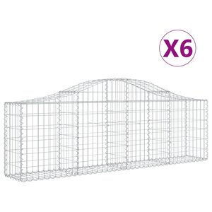 vidaXL Paniers à gabions arqués 6 Pièces 200x30x60/80 cm Fer galvanisé